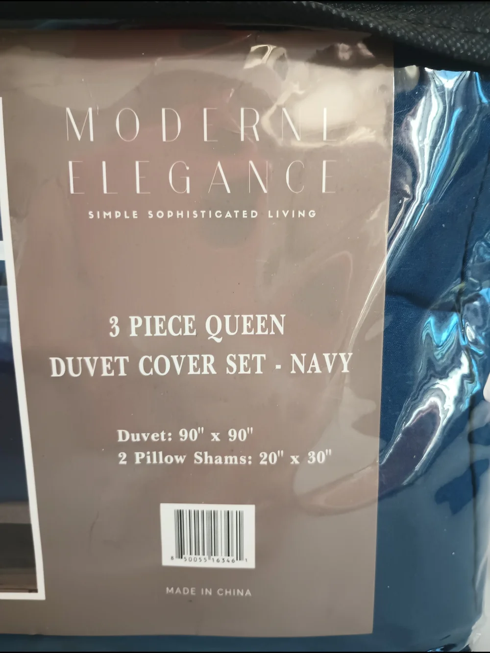 Moderne Elegance Navy 3-Piece Queen Duvet Cover Set